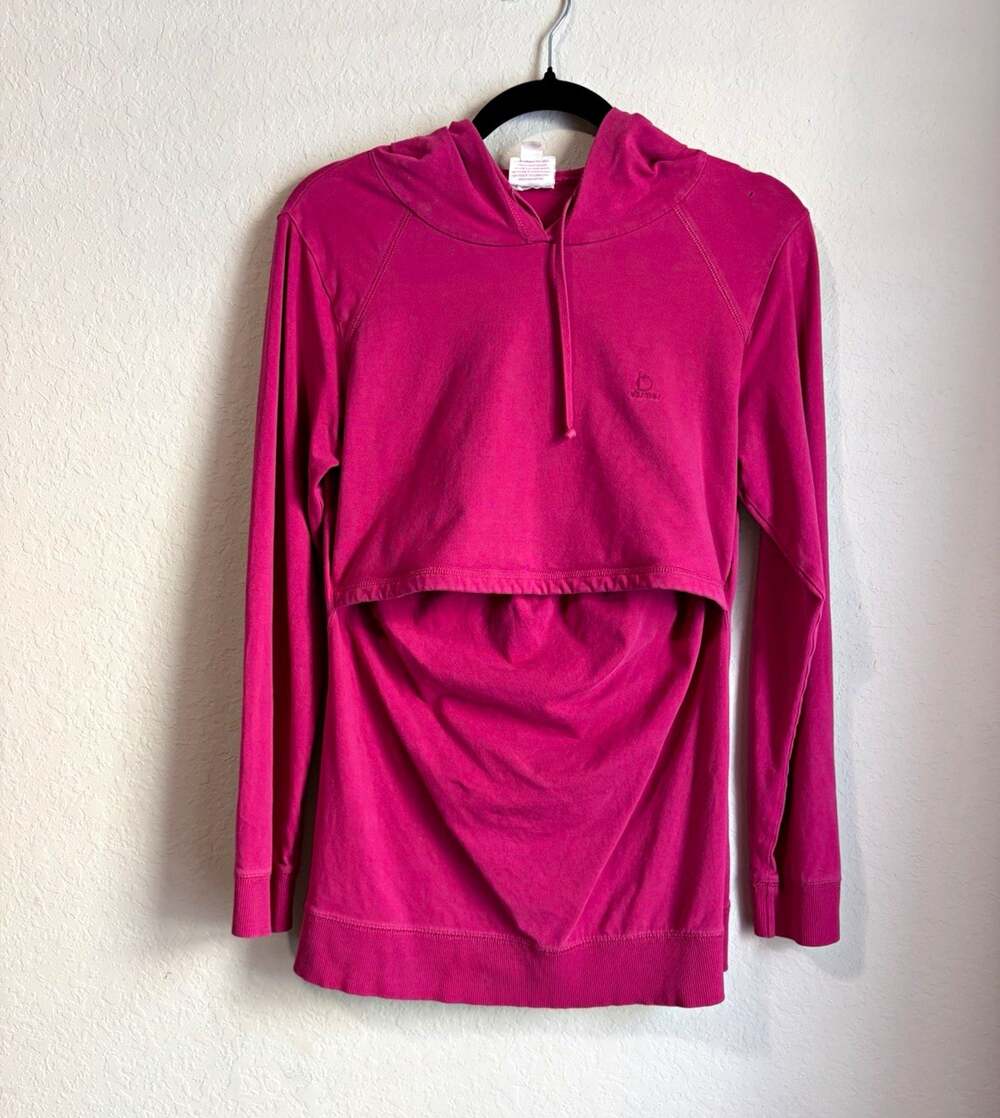 boob Women’s Maternity/Nursing Pink Cotton Fleece Pullover Hoodie Long Sleeve M